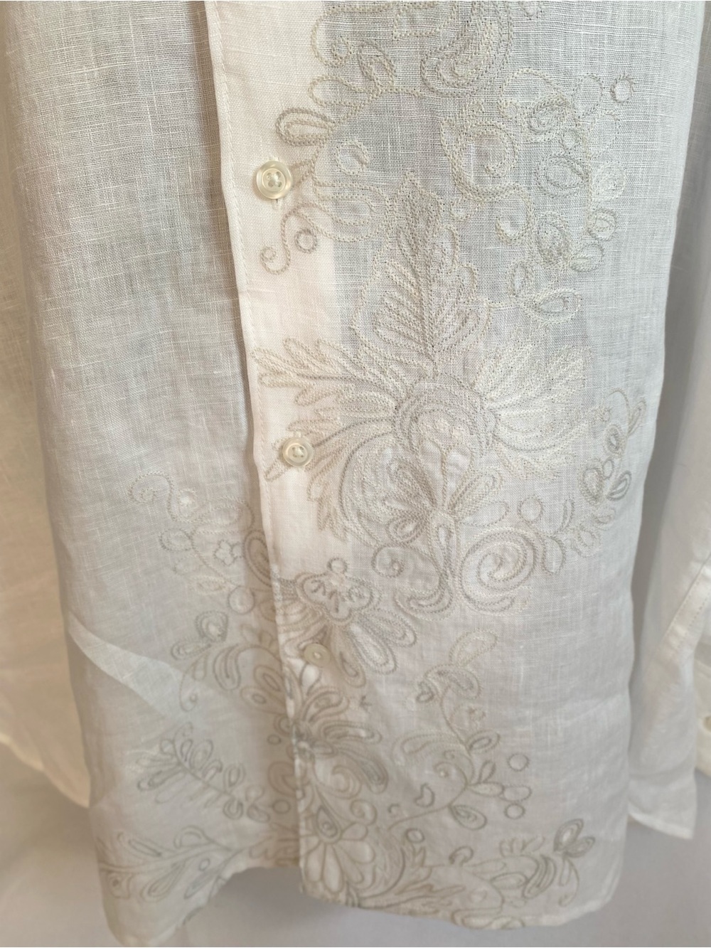 NWT $155 Tommy Bahama Men XL Sea Glass White 100% Linen LS Button Up Woven Beach - Picture 3 of 16